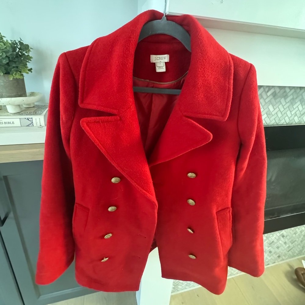 J. Crew Red Peacoat